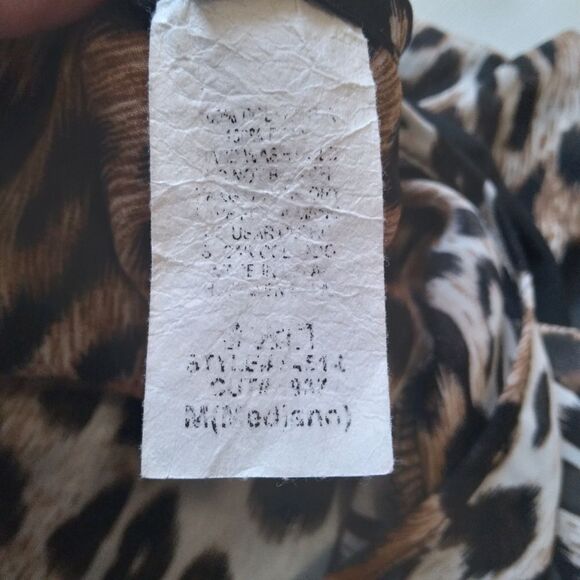 Brenda's Brown & Black Sheer Leopard Pattern 3/4 Sleeve Blouse Women's Medium - Picture 6 of 13